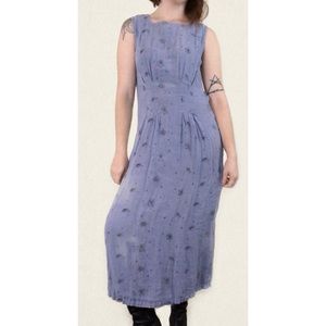 Vintage 90s Grunge Floral Purple Maxi Dress Size S